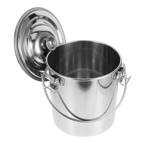 Seau étanche pour transport d'huile et aliments 6L en inox robuste avec boucles