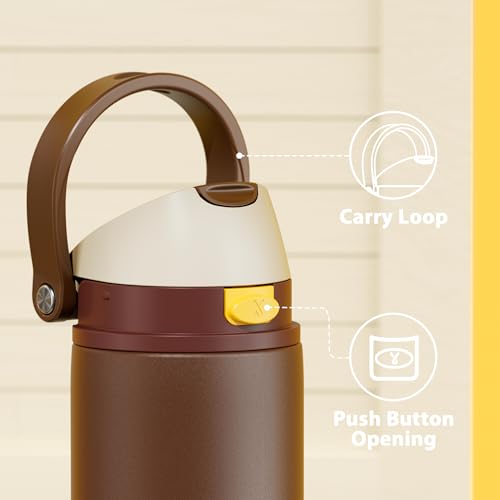 Image of 24 oz Insulated Water Bottle with Straw: Meoky Stainless Steel Metal Water Bottle with 2-in-1 Lid - Leak Proof, Cold for 24 Hours, Fits in Car Cup Holder, BPA-Free for Travel Sports Gym, Cocoa