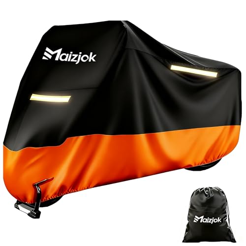 Maizjok Funda Moto Impermeable, 210D Oxford Protector Cubierta Moto Exterior, Funda Cubre Moto con Tiras Reflectantes, Universal para Scooter Vespa Motocicleta Ciclomotor Motocross - 245*105*125cm