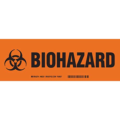 Panneaux vinyle Biohazard Brady 8,9 x 25,4 cm noir et orange lot de 10