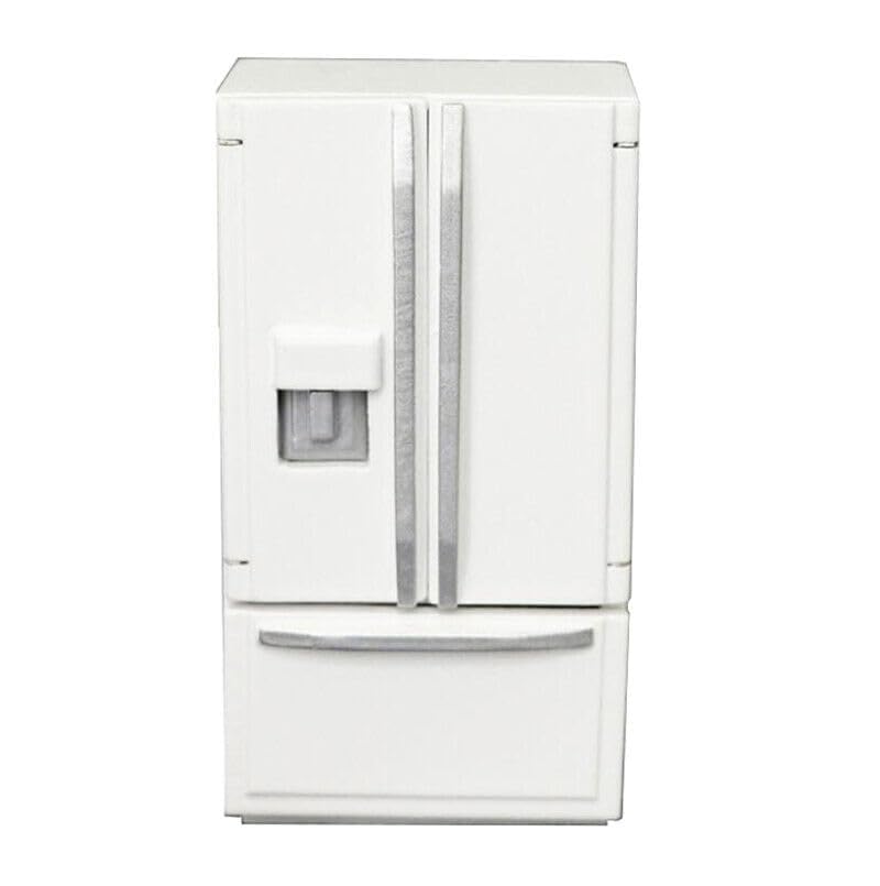 Image of EatingBiting 1:12 Scale 1 /12 Mini Furniture minihouse Kitchen White Refrigerator Fridge with 2 Doors Furniture Accessories Wooden Refrigerator Fridge Freezer