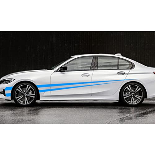 TURIM 2pcs Car Sticker Vinyl Wrap  Adhesive Sports Car Racing Decorating Design Long Side Stripe Dec