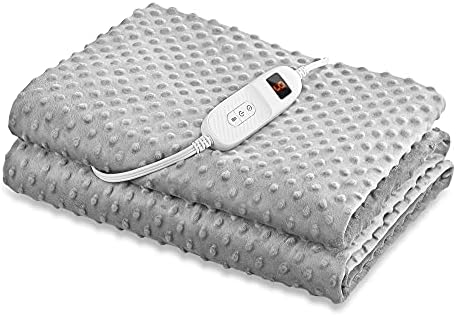 Electric Heated Throw Blanket Twin Size 50" x 60" | 10 Levels Fast Heating & Machine Washable | Full Body Warming Soft Fleece Sofa Bed Blankets with Auto-Off Overheating Protection 4H Timer | Grey