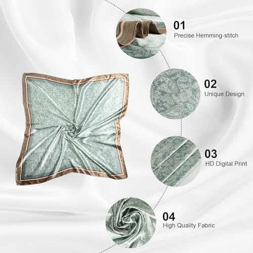 IwIeIaIrI Head Hair Scarf for Women,Satin Silk Printed Square Bandana Scarf for Hair 35 Inches3