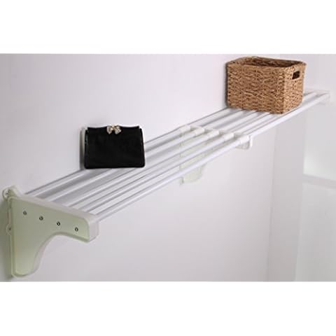 EZ Shelf-Expandable-Closet Shelf (NO Hanging Rod)- 41.5” - 74” -White- Easy Install to 1 Sidewall and Backwall (EZS-SW72-1-1) -Wire Closet Shelving Alternative Cover
