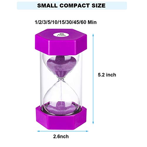 Hourlass Timer 15 Minutes Sand Timer: Plastic Sand Clock 15 Minutes, Small Purple Sand Watch 15 Min, Hour Glass Colorful Sandglass Timer For Kids, Games, Classroom, Kitchen, Decor #TOP4