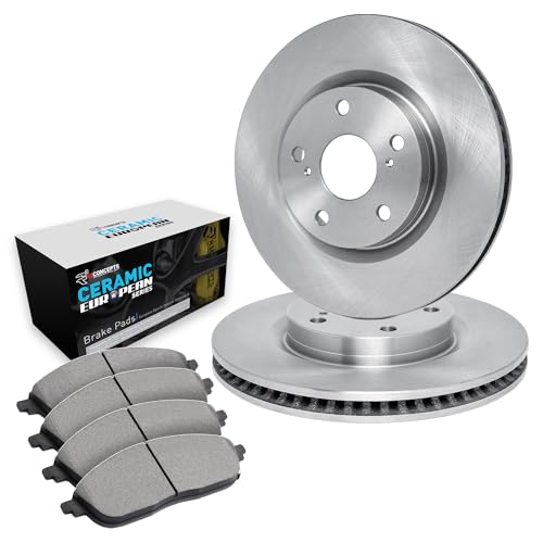 Image of R1 Concepts Front Brake Kit Fits 2016-2023 Fiat 500X; 2017-2022 Jeep Compass; 2015-2023 Jeep Renegade| Euro Ceramic Brake Pads and Blank Brake Rotors| 12.0 inch Front
