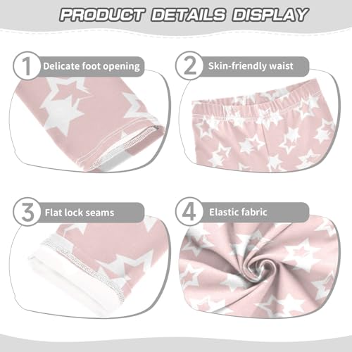 Pink Star Brush Girls Leggings,Workout Leggings for Girls Toddler Athletic Leggings Size for 3-10T3
