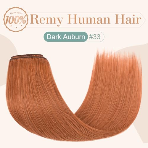 Image of Benehair 14inch 8pcs Clip in Hair Extensions Real Human Hair Clip on Hair Extensions Double Weft Remy Human Hair Extensions Soft Silky Straight Natural Hair Extensions Dark Auburn
