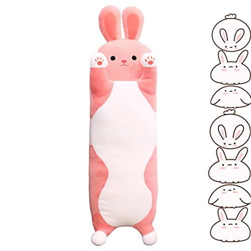 Rexinc 29.53 Bunny Plush Pillow - Cute Cartoon Sleeping Body Toy Soft Stuffed Animal Easter Gift for Kids (Pink)