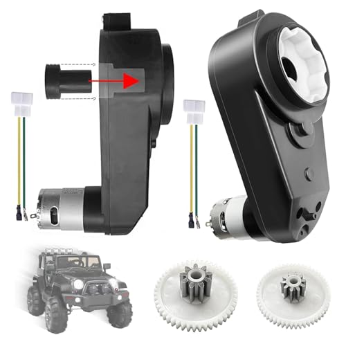 2Pack 12V Power Wheels Gearbox with Large Aperture 1.9cm/0.74in,12 Volt Power Wheel Motor is High Torque Steel Upgrade for 1.6CM/0.61IN Gearbox Replacement Parts,12V RS550 12000RPM