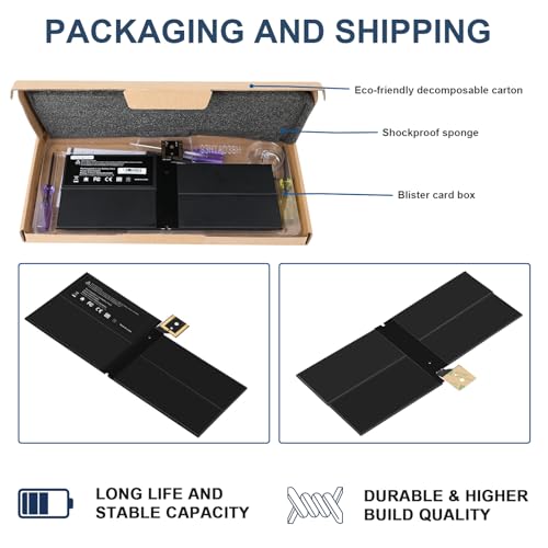 Image of G3HTA038H DYNM02 Battery for Microsoft Surface Pro 5th (Model 1796, 2017),Surface Pro 6(Model 1807 /1809 /1796, 2018) 12.3 inch 2-in-1, Core i5 i7 m3 Series with Tools For surface pro 5 battery 7.57V 45Wh