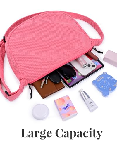 Image of Crossbody Crescent Bag for Women Men Trendy, Crescent Sling Bag with Adjustable Strap, 2 Zippers Lightweight