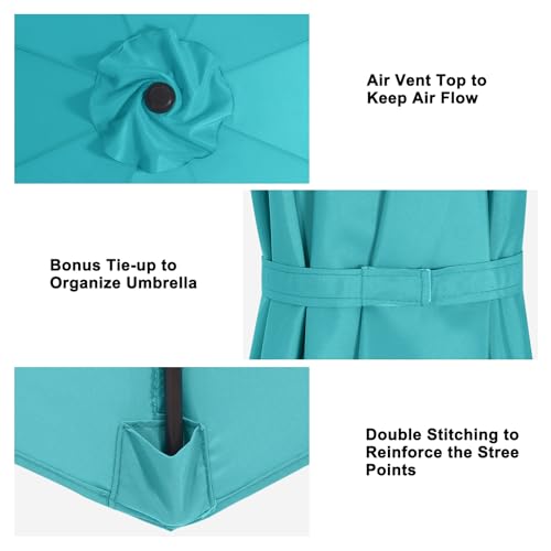 Image of MASTERCANOPY Patio Umbrella 9 ft Replacement Canopy for 8 Ribs-Turquoise Canopy Only