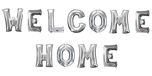 Preisvergleich Produktbild partydiscount24 Buchstaben-Girlande Folienballons Welcome Home (Silber)