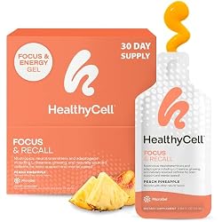 HealthyCell Focus & Recall Daily Liquid Brain Supplement - 30 Gel Packs | Liquid nootropic gel packs with L-Theanine, Omega-3 & Taurine - Supports focus, memory, concentration & mental alertness