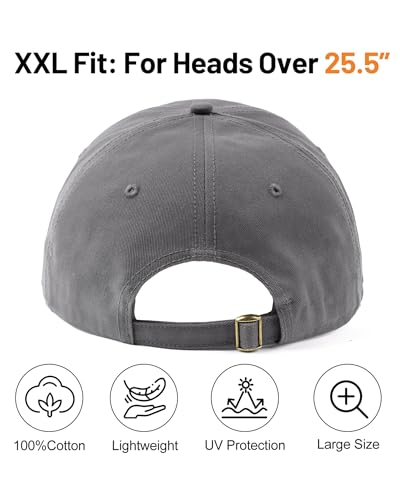 Image of XXL Baseball Cap For Big Heads, Soft Crown Washed Dad Hat, Oversized Denim Cap For Men Women Golf, Travel, Daily Wear