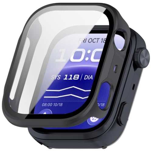 PRODELI �P�[�X HUAWEI WATCH D3 �p �K���X�t�B���� PC+�K���X ��̌^ �u���b�N | �����K���X�t�B����, �L�Y�h�~, �y��, 360°�S�ʕی�, �����ߗ�, �^�b�`���K, ���������܂܏[�d�\