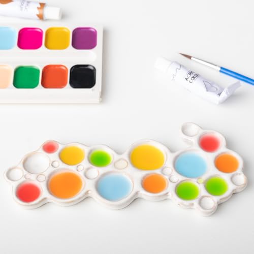 Image of Bubble Ceramic Paint Palette, Ergonomic White Watercolor Mixing Color Tray | Porcelain Palette for Makeup Swatches, Painter Gifts Desktop Jewelry Organization Tray, Paint Mixing & Storage Dish