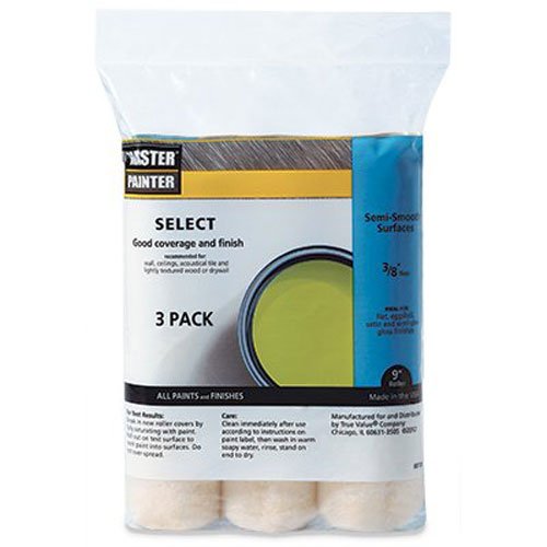 MPS938-3PK True Value 697837 Master Painter Select 9-Inch Paint Roller Covers for Semi-Smooth Surfaces, 3/8-Inch Nap, 3-Pack