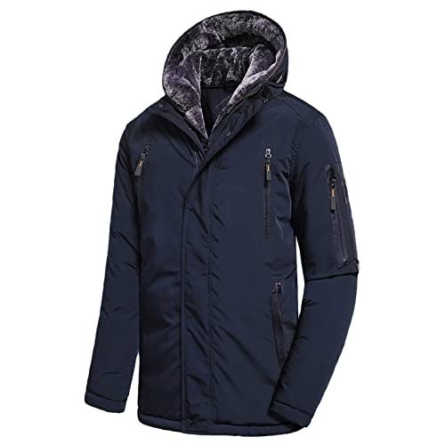 Parka d'hiver longue homme polaire veste chaude capuche noir 52