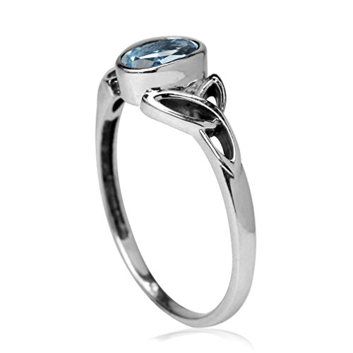 Silvershake Genuine White Topaz Celtic Knot Ring – White Gold Plated Sterling Silver, Size 8