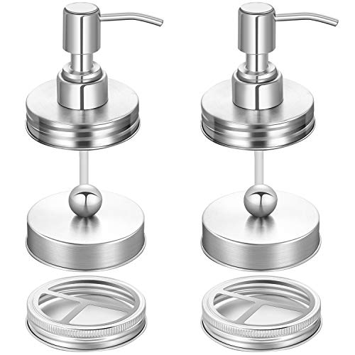 6 Pieces Mason Jar Bathroom Accessories Lids Set Mason Jar Soap Dispenser Lids Portable Mason Jar Toothbrush Holder Lids and Storage Jars Lids Compatible with Regular Mouth Mason Jars (Silver)