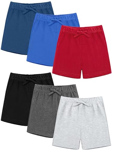 Image of Resinta 6 Packs Unisex Baby Toddler Shorts Baby Cotton Solid Shorts with Drawstring Baby Breathable Soft Summer Clothes