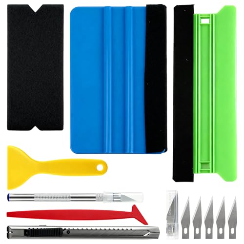 9PCS Vinyl Wrap Tools Kit Professional Wallpaper Tools with Vinyl Cutter & Squeegee Wallpaper Kit with Vinyl Accessories for Car Wrap & Home DIY