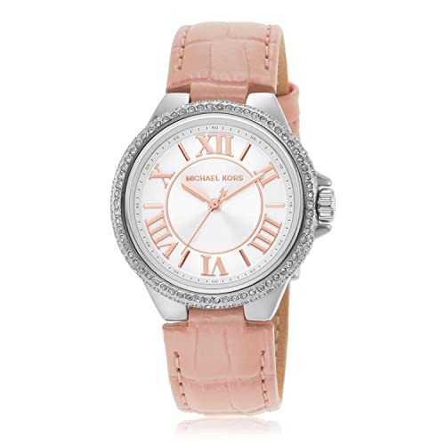Image of Michael Kors Leather Analog White Dial Women Watch-Mk2963, Pink Band