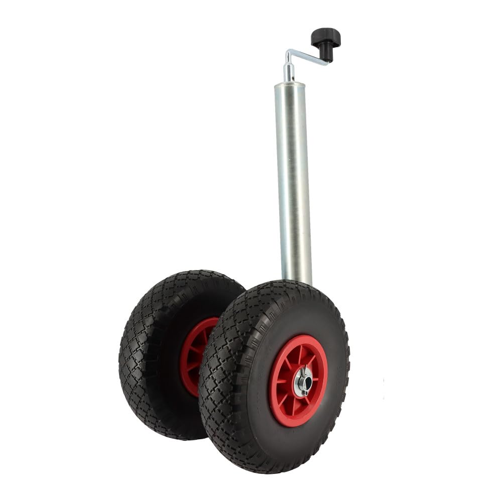 Roue Jockey double - Tube métal 48mm - Pneus increvable 260x85mm - Pour caravane et remorque