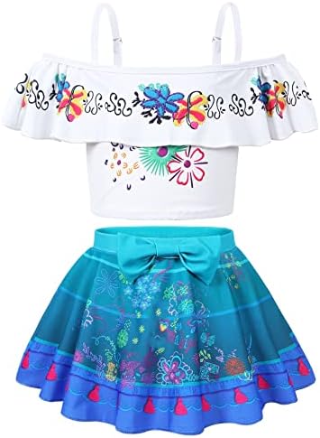 COTRIO Mirabel Swimsuit Girls Isabella Bikinis Kids Bathing Suit Pepa Two-Piece Sets Tankinis Dolores Princess Adventure Swimwear Size 4T (3-4 Years, White, 110)