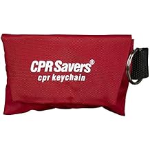 CPR Savers & First Aid Supply CPR Face Shield Mask Keychain Kit with Gloves for CPR Training and Rescue 1, Red