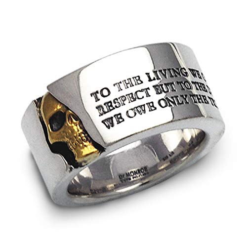 [ドクターモンロー] 18金 メッセージスカルリング 13号～23号 (16号) ゴールド K18 骸骨 ドクロ シンプル モード 英語 英字 指輪