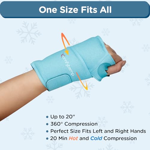 Image of Comfytemp Wrist Ice Pack Wrap for Carpal Tunnel Relief, FSA Eligible Items Only List, Wrist Brace for Hand Pain, Gel Ice Packs for Injuries Reusable, Hot Cold Compression Glove for Tendonitis
