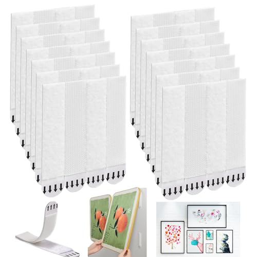 Image of 24-Pairs Large Picture Hanging Strips Heavy Duty, 48 Strips Sticky Picture Hangers for Walls,Hanging Pictures Without Nail,Damage Free No Nails Refill Adhesive Poster Strips for Frame Mounting Strips
