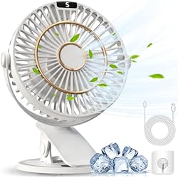Ventilador Cama COZII Ventilador USB Recargable, Ventilador de Mesa Portatil con Clip, 3 en 1 Potente Ventilador Silencioso 5 Velocidades 720° Rotation para Oficina, Cochecito de Bebé, Sport, Hogar, Camping