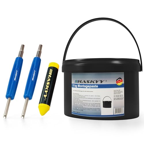 Set di cera di montaggio per pneumatici, 5 kg, colore nero, con 2 cacciaviti e gesso grasso, set universale per montaggio pneumatici