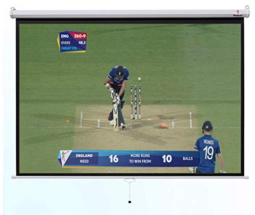 Image of Royality industries Wall Type /ManualPull Down Without Locking Projector Screen (8 Ft. (Width) x 6 Ft. (Height) - 120') Diagonal in 4:03 Ratio Aspect, Ultra HD, 4K Technology, Active 3D