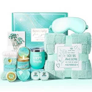 Birthday Gifts for Women, Self Care Gifts Get Well Soon Gifts Basket for Women, Ocean Relaxing Spa Gifts Care Package w/Luxury Blanket, Unique Gifts for Mom Mother Her Wife Girlfriend Friend Sister