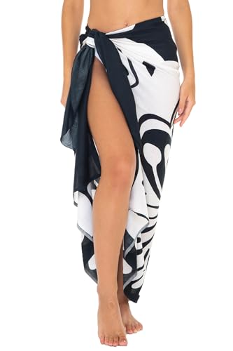 SHU-SHI Sarong Coverups for Women Beach Skirt Butterfly Wrap Swimsuit Long Pareo Cover Up Black