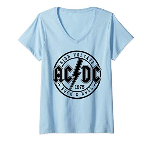 Femme AC/DC - Rock & Roll T-Shirt avec Col en V