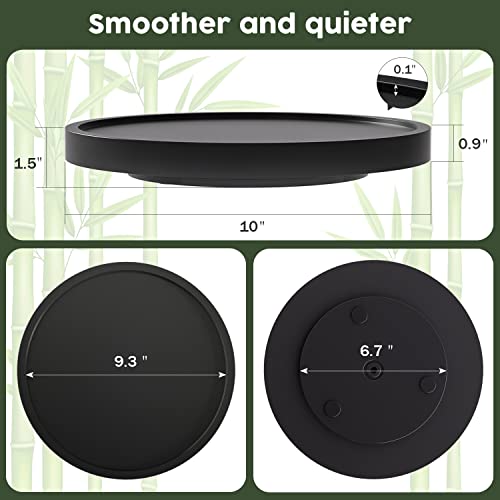 Turntable Vanity Tray 10 Inch For Perfume Candle, Bamboo Kitchen Sink Countertop Organizer For Keep Glass, Sponge And Soap Bathroom Countertop Organizer Coffee Table Decorative Tray Black #TOP6