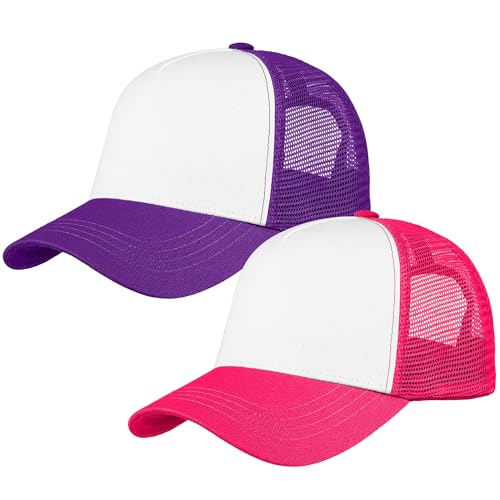 Image of Falari 5-Panel Mesh Baseball Cap, Trucker Hat, Structured Plain Design, Cotton, Adjustable Size
