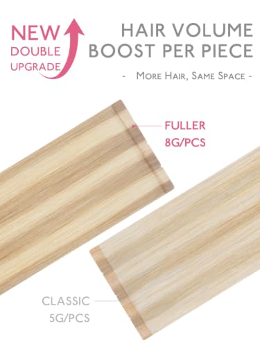 Image of WENNALIFE 3.15 inch Wide Tape in Hair Extensions Human Hair, Tape in Weft