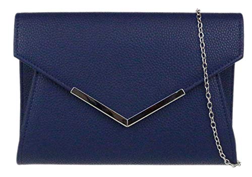 Girly Handbags Marco metálico de la bolsa de embrague   Azul Marino