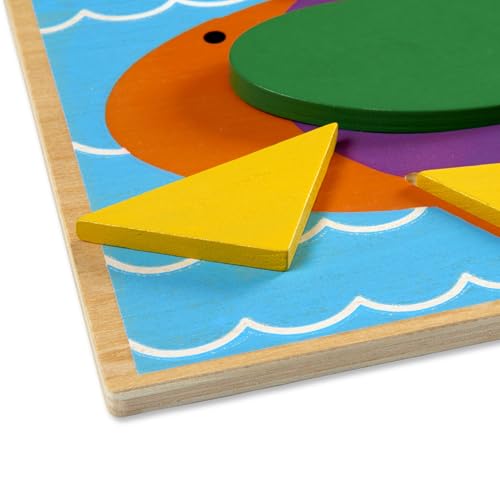 Melissa & Doug Beginner Wooden Pattern Blocks Educational Toy with 5 Double-Sided Scenes and 30 Shapes Puzzles for Kids 3+ - image 4