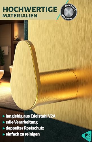 Menz Handtuchhalter ohne Bohren aus Edelstahl, 6 Stück, Golden – Ansicht 5