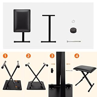 LETSROCK Banc de piano – Banc de clavier rembourré réglable – Tabouret pliable – Siège pliable imperméable et antidérapant – Noir - Les Beatles, Paul McCartney, John Lennon, RIngo Starr, George Harrison LETSROCK Banc de piano - Banc de clavier rembourré réglable - Tabouret pliable - Siège pliable imperméable et antidérapant - Noir – Image 5