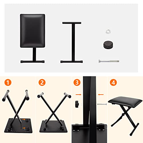 LETSROCK Banc de piano – Banc de clavier rembourré réglable – Tabouret pliable – Siège pliable imperméable et antidérapant – Noir - Les Beatles, Paul McCartney, John Lennon, RIngo Starr, George Harrison LETSROCK Banc de piano - Banc de clavier rembourré réglable - Tabouret pliable - Siège pliable imperméable et antidérapant - Noir – Image 6